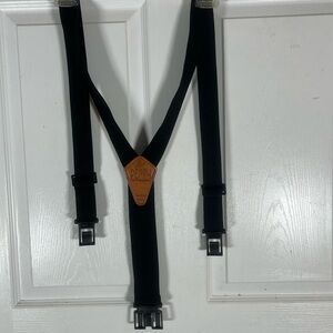 Source Unknown Black Suspenders with Brown Leather Accent